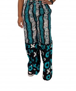 Pantalon africain femme bleu et noir – Style moderne et confortable